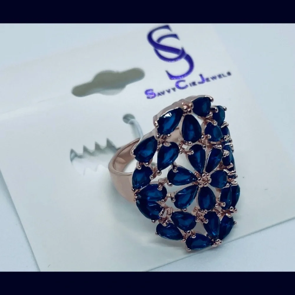 Savvy Cie Rose Gold Lab Created Sapphire Ring
